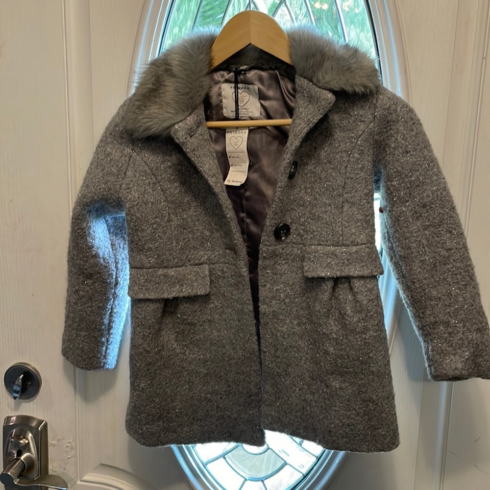 Girls Silver Peacoat. New with Tags